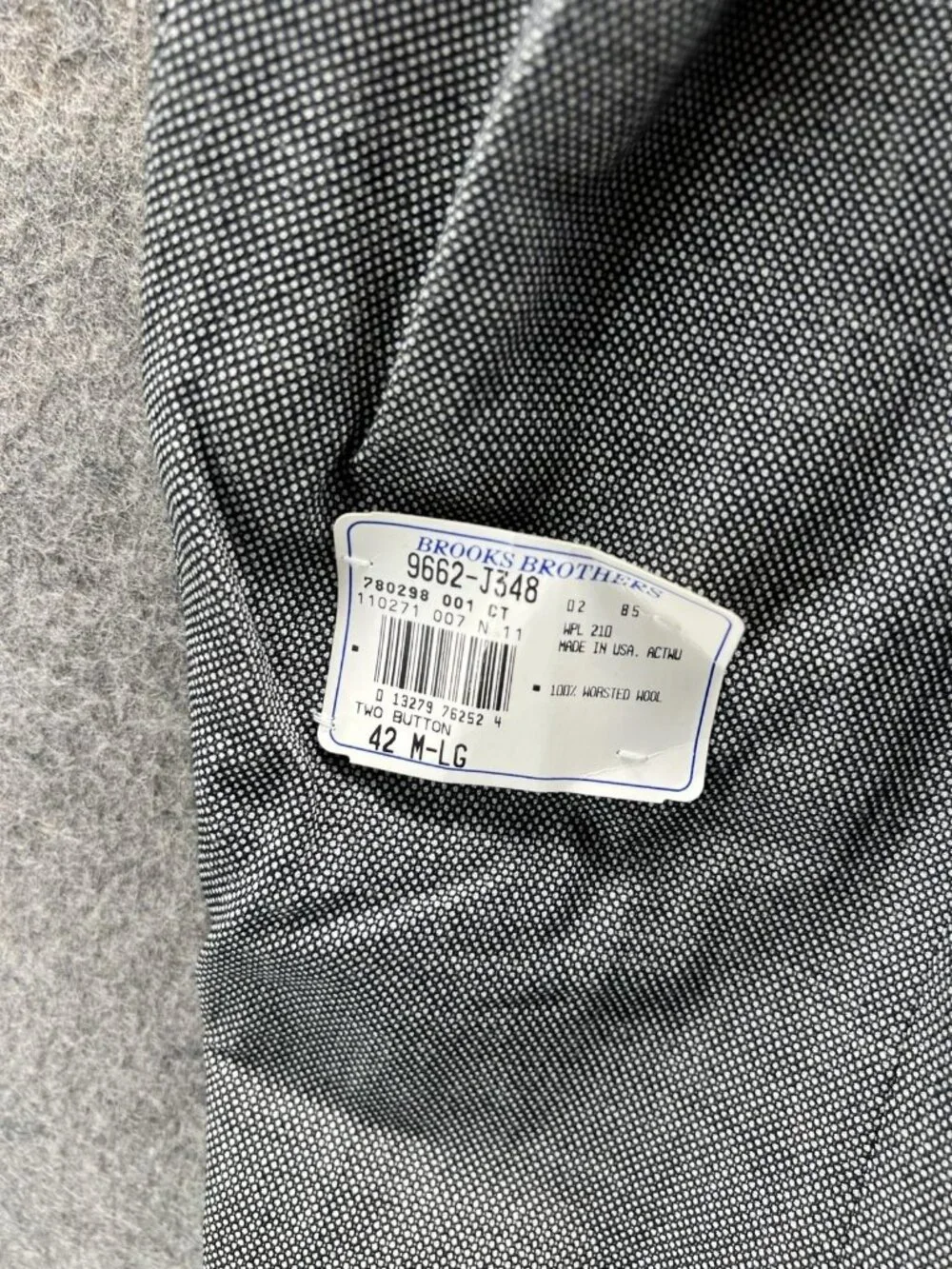 Brooks Brothers Blazer Mens 42 Gray Wool Check Sport Coat Jacket 2 Button USA